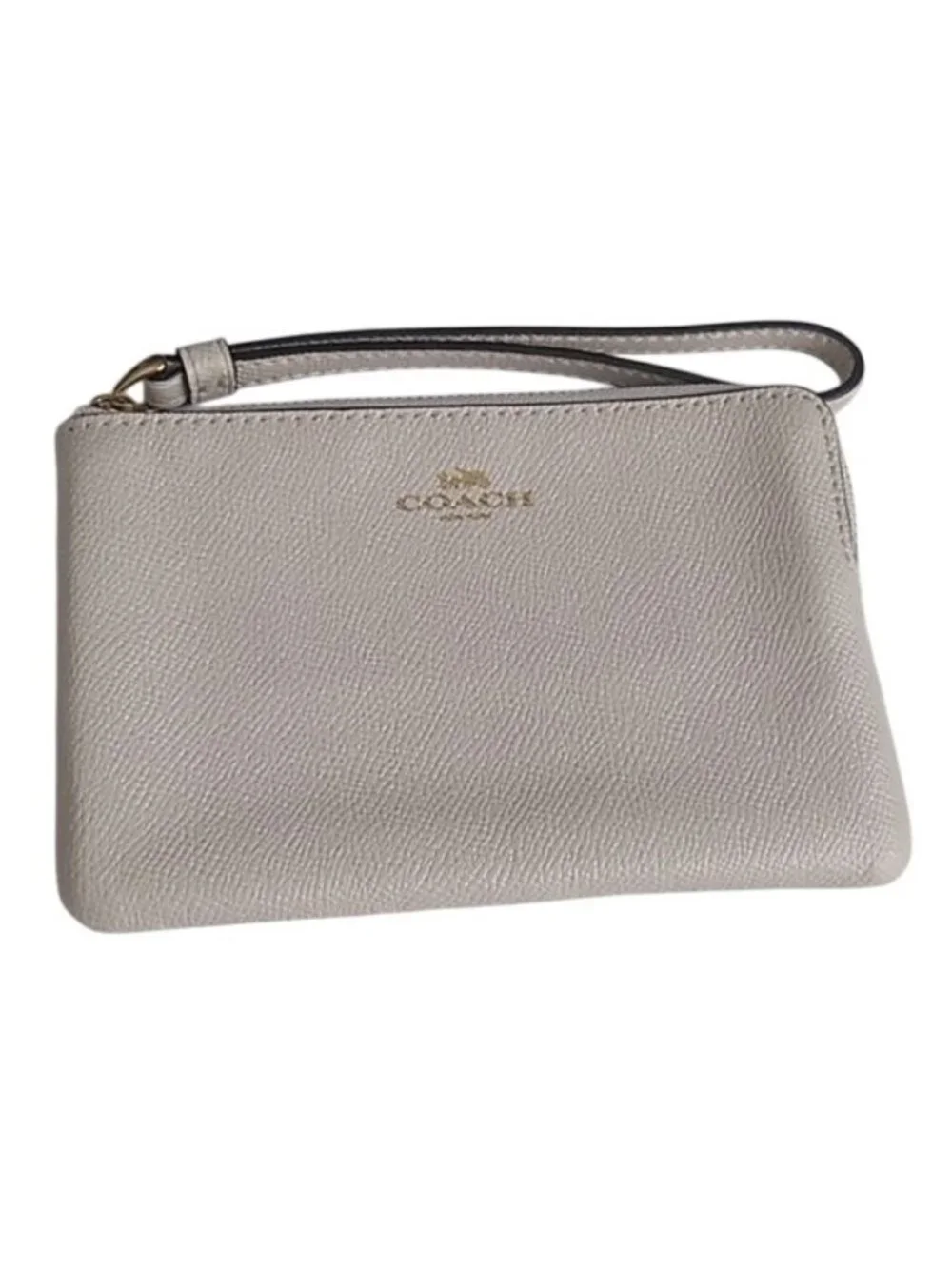 Coach F15154 Corner Zip Wristlet in Glitter Crossgrain Leather IM/Chalk